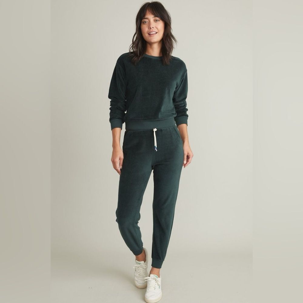Marine Layer Moonlight Velour Jogger in Pine Needle Green XS